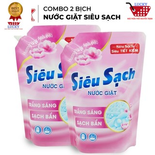 Combo 2 Túi nước giặt Lix Siêu Sạch hương hoa anh đào ( 2.4Kg / Túi) - Siêu sạch, siêu tiết kiệm