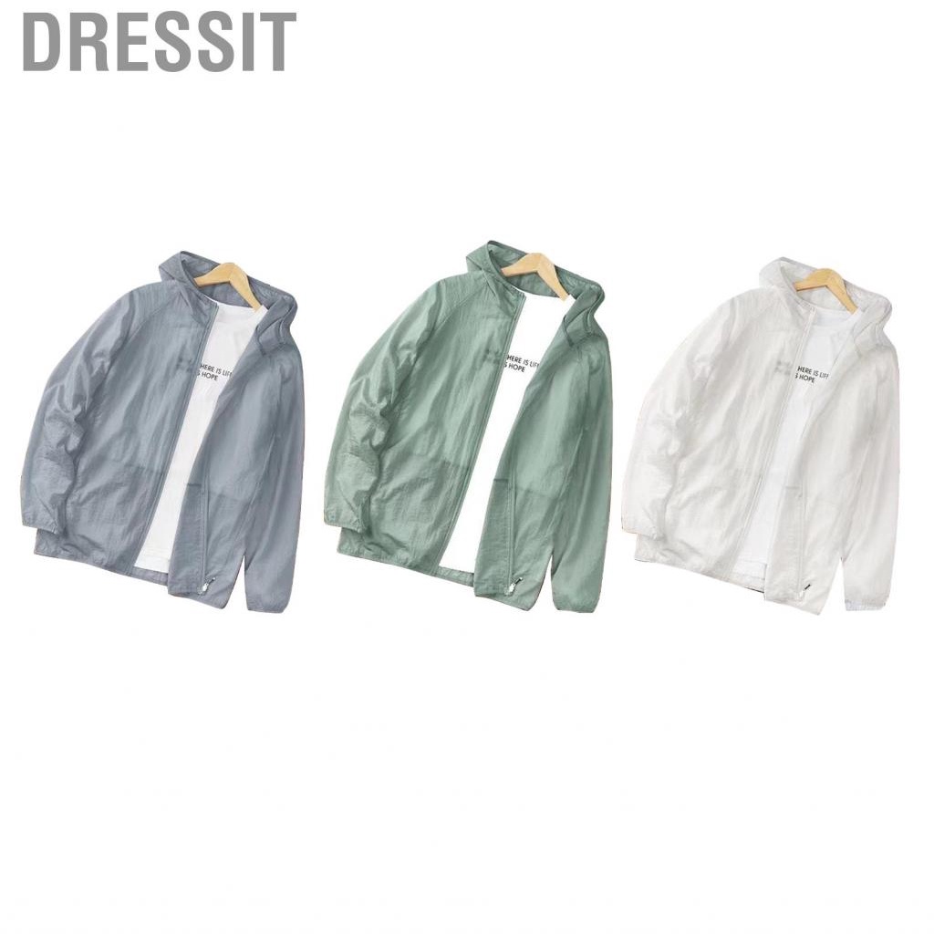Dressit Men Sun Protection Jacket  Soft and Comfortable Sunproof Clothing Breathable Lightweight Polyester Fiber for Hiking