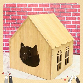 Nhà Mèo Bằng Gỗ Lắp Ghép Cao Cấp Góc Nhỏ Cho Mèo - Nhà Mèo Có Mái (41x40x45cm)