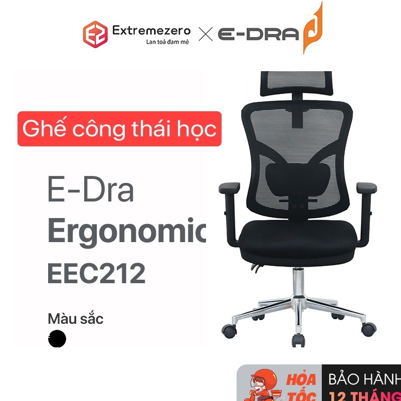 Ghế công thái học Ergonomic Edra EEC212 - Chất liệu lưới - Đệm đúc - Trụ thủy lực Class 3 Bifma - Hàng chính hãng