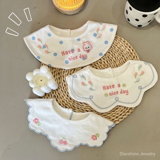 Bộ 3 yếm ăn thêu họa tiết dễ thương cho bé yếm ăn cotton chống thấm nước thêu họa