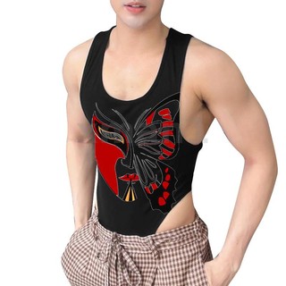 Bodysuit Sát Nách Họa Tiết Trừu Tượng Thời Trang Cho Nam
