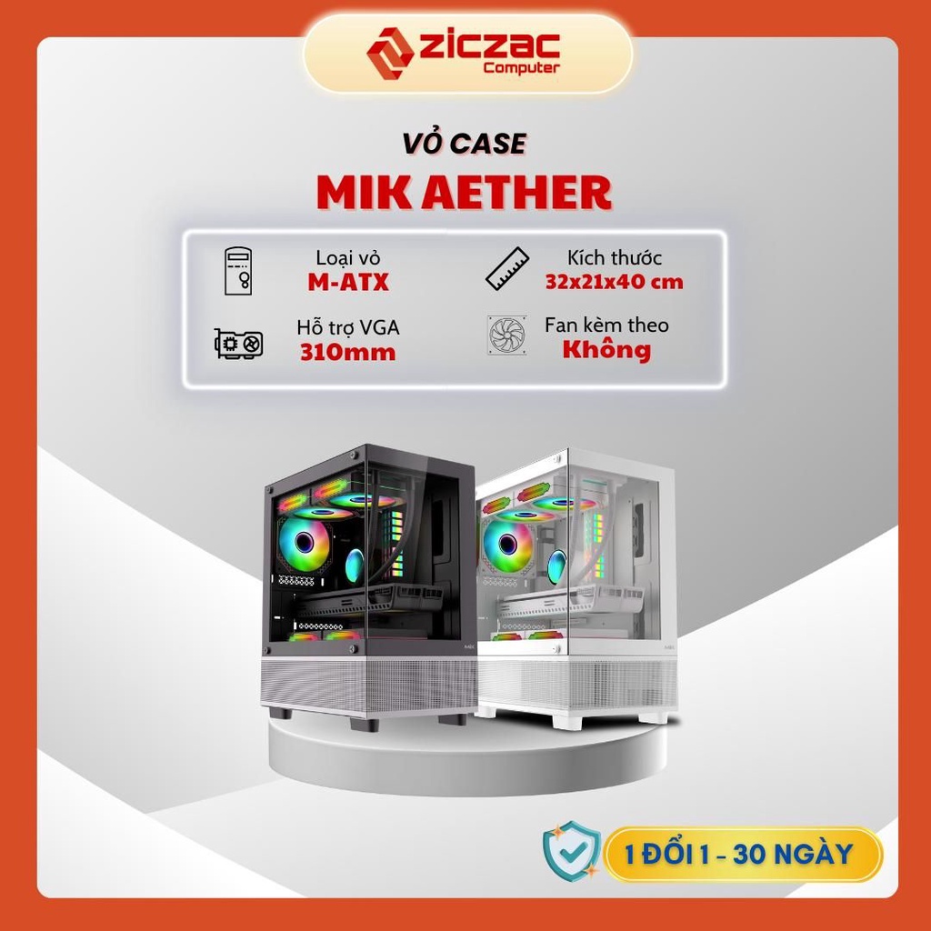Vỏ case MIK Aether Đen Trắng 2 mặt kính siêu đẹp