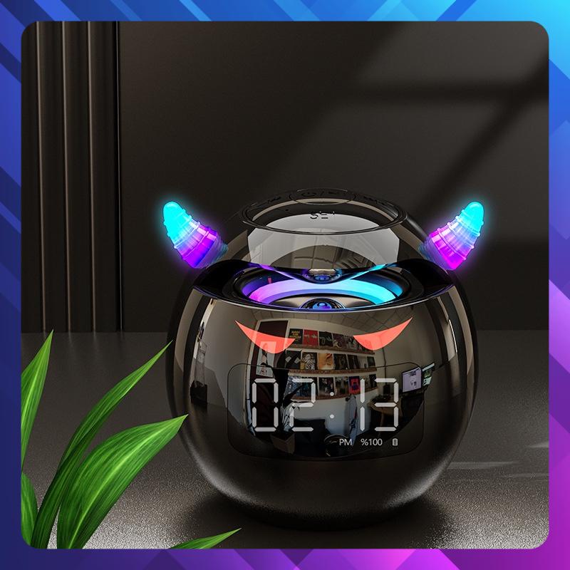 Loa bluetooth đồng hồ kèm báo thức Loa không dây nghe nhạc mini pin trâu giá rẻ đèn RGB tiểu quỷ