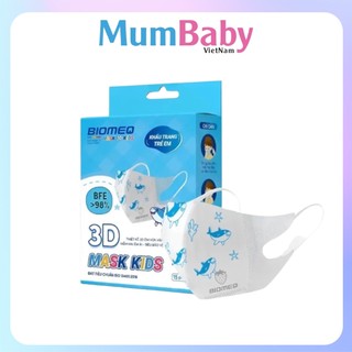 Hộp 15 cái khẩu Trang y tế trẻ em Mask 3D Kids  Biomeq in hình hoạ tiết cho Bé 2 - 5 tuổi - MumBaby - Khẩu Trang Cho bé