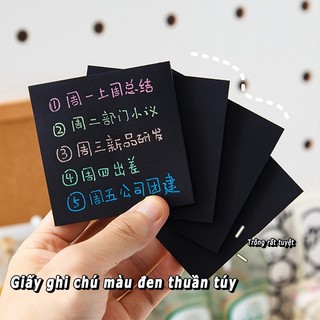 Giấy ghi chú, giấy note màu đen sáng tạo tiện dụng, có thể xé nhiều lần, có thể dùng để ghi chú trên đồ vật