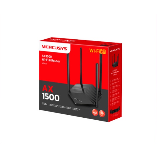 Phát Wifi MERCUSYS MR60X AC1500 Chính hãng (4 anten, 1501Mbps, 1WAN, 2LAN)