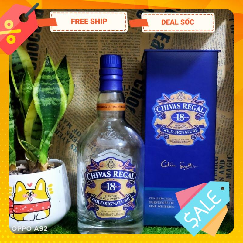 VỎ CHAI CHIVAS 18 GOLD, FULL BOX, [RỖNG]