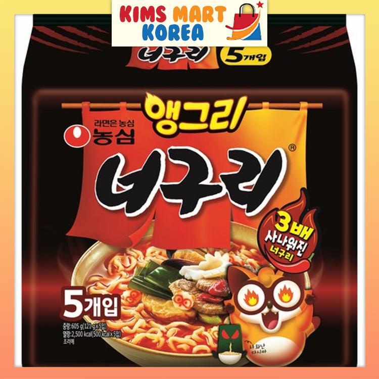 Nongshim Nuguri Angry Spicy Ramen Hàn Quốc 121g x 5 chiếc
