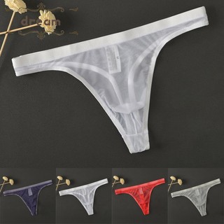 Men Lingerie See Through T-Back Low Rise T-back Briefs Lingerie Male Mens T Back