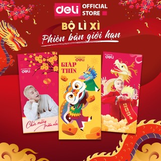 Bộ 3 bao lì xì độc quyền deli - thiết kế ngẫu nhiên - qùa may mắn đầu năm giáp thìn 2024