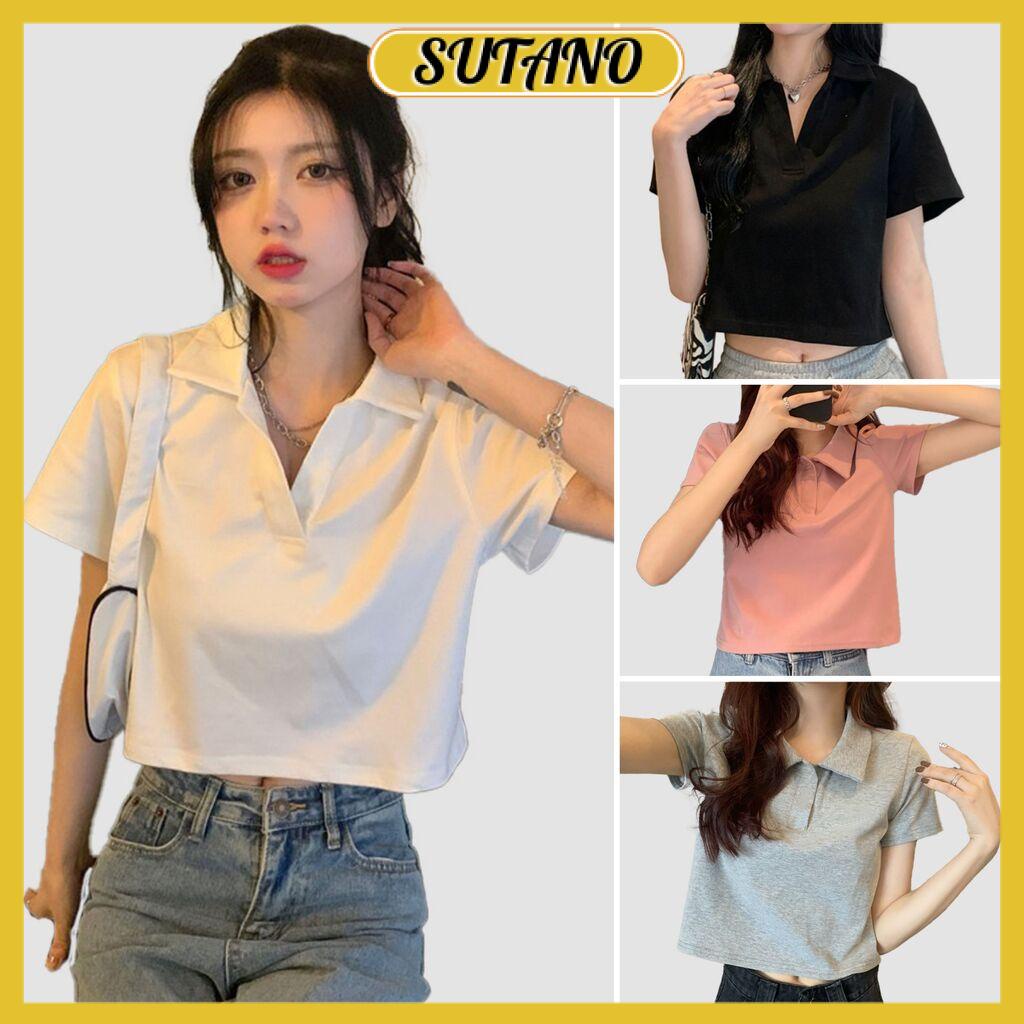 [Xả Kho] Áo Croptop Polo Nữ Chất Cotton Đẹp Co Giãn Nhiều Màu A315 Sutano