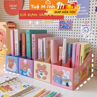 Giá đựng sách tự gấp 2-4 ngăn VPPTUEMINH, kệ để bàn đựng tài liệu decor bàn học