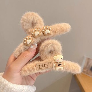 Kẹp Tóc Lông Nhung Phong Cách Hàn Quốc Dễ Thương Xinh Xắn Thời Trang Thu Đông