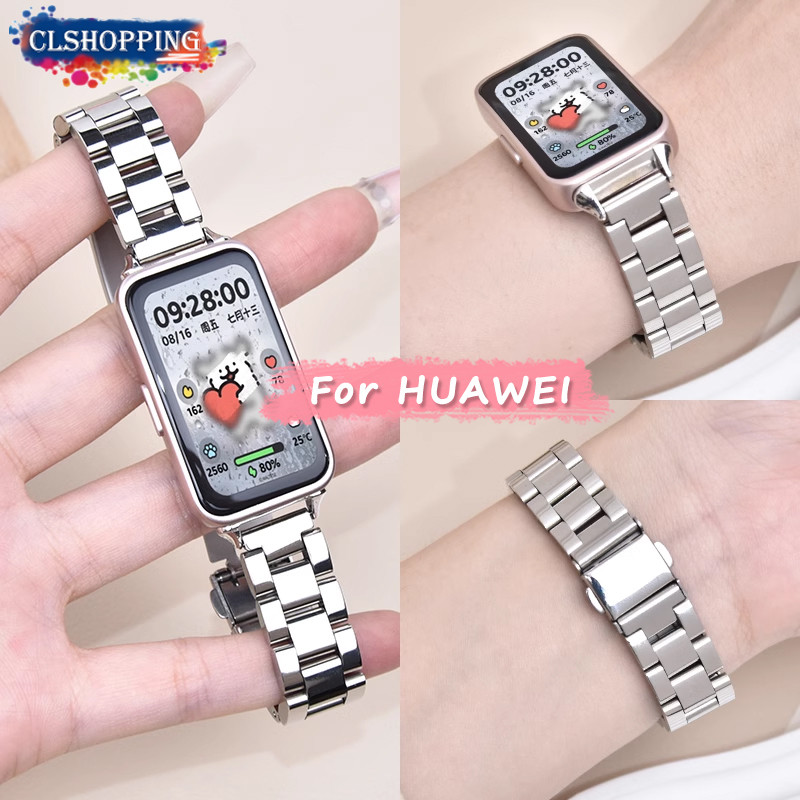 Dây đeo bằng thép không gỉ cho HUAWEI Smart Band 9 8 NFC Vòng đeo tay kim loại cho HUAWEI Watch Fit 
