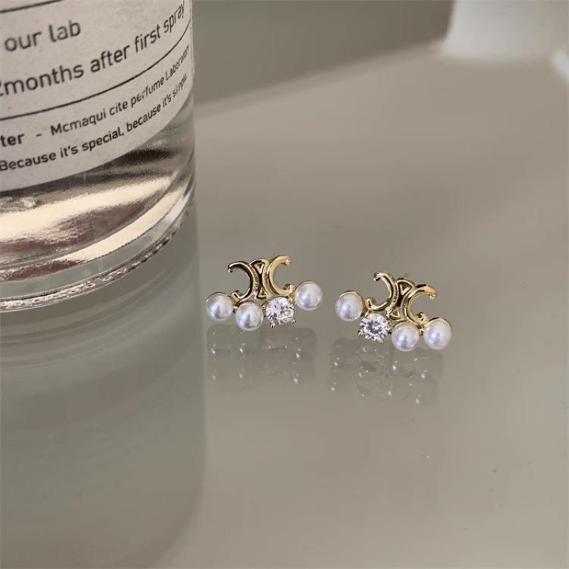 Bông Tai Kim Loại Đính Ngọc Trai Nhân Tạo Thời Trang Dành Cho Nữ