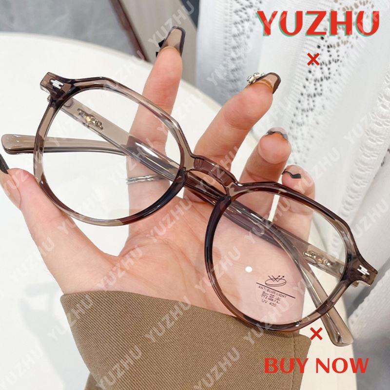 (yuzhu) Kính Mát Gọng Tròn Chống Ánh Sáng Xanh / Nâu Thời Trang unisex