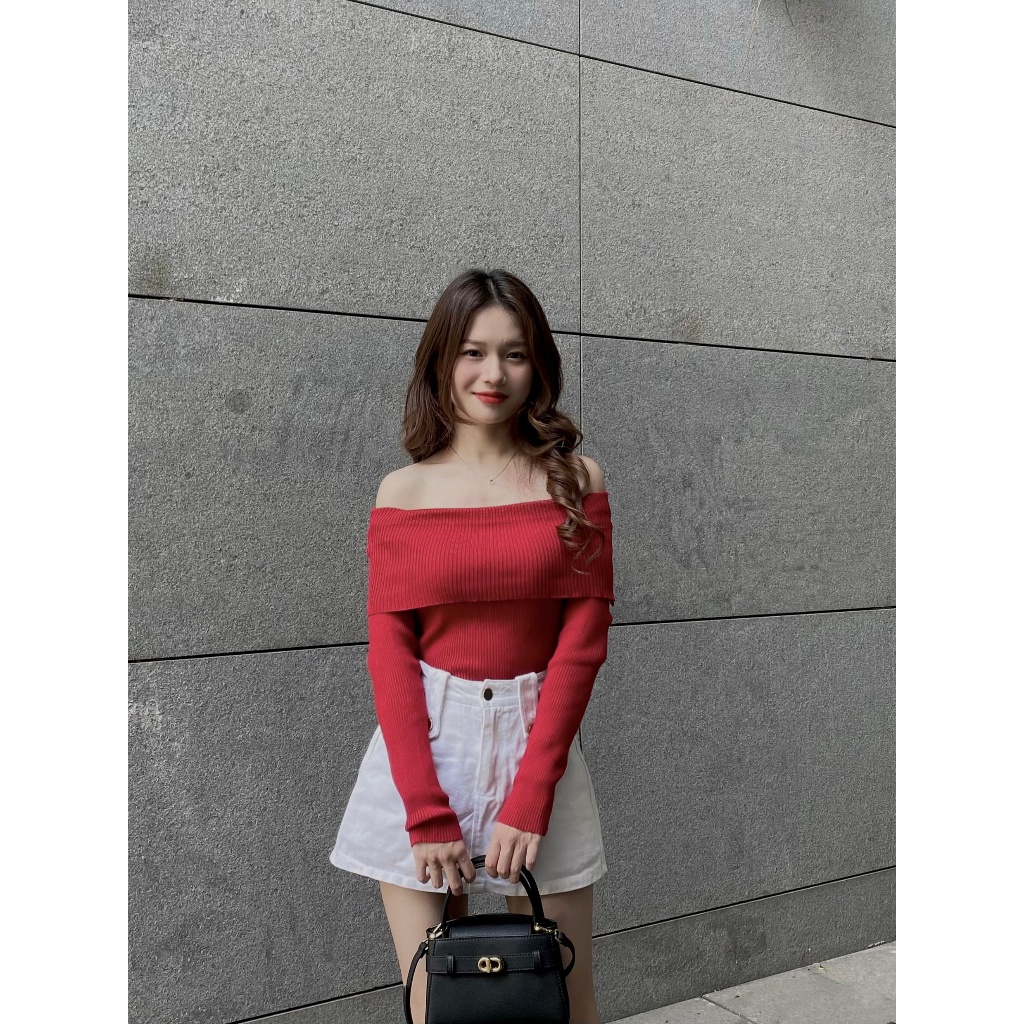 ÁO LEN GÂN tăm nữ dày dặn trễ vai - . - AolentrevaiA95_P6K13