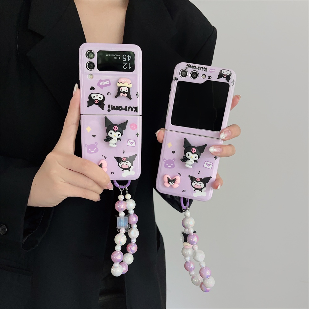 Bao Da Điện Thoại Họa Tiết kuromi 3d Dễ Thương Cho samsung galaxy z flip 5 4 3 zflip5 Ốp