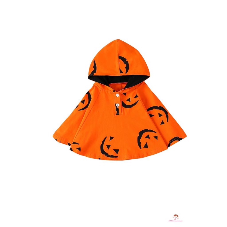 Xzq-kid Áo Choàng poncho Có Mũ Trùm Đầu In Hình Bí Ngô halloween Giản Dị Mùa Xuân Thu