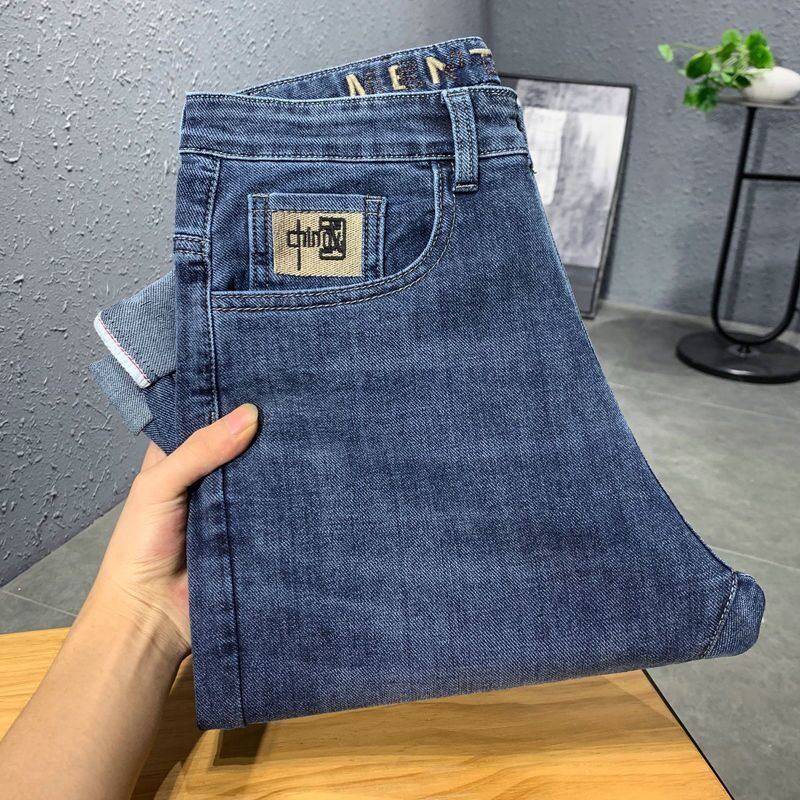 Quần Jean Lưng Vừa Dáng Ôm Co Giãn Thêu Họa Tiết Cá Tính Dễ Phối Đồ Cho Nam