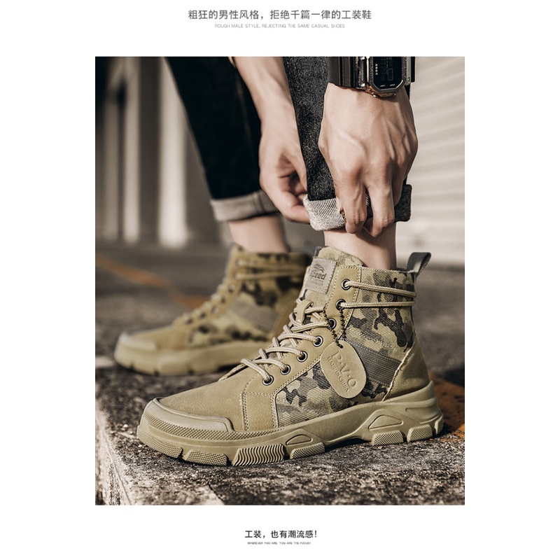 Chatong Giày Bốt martin Họa Tiết Rằn Ri Phong Cách retro Cá Tính Cho Nam