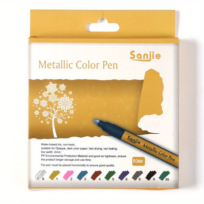 Bộ 10 Bút Lông Đánh Dấu Kim Loại Hoàn Hảo Cho Vẽ Đá, Thẻ Giấy Đen, Sổ Lưu Niệm & Nhiều Hơn!