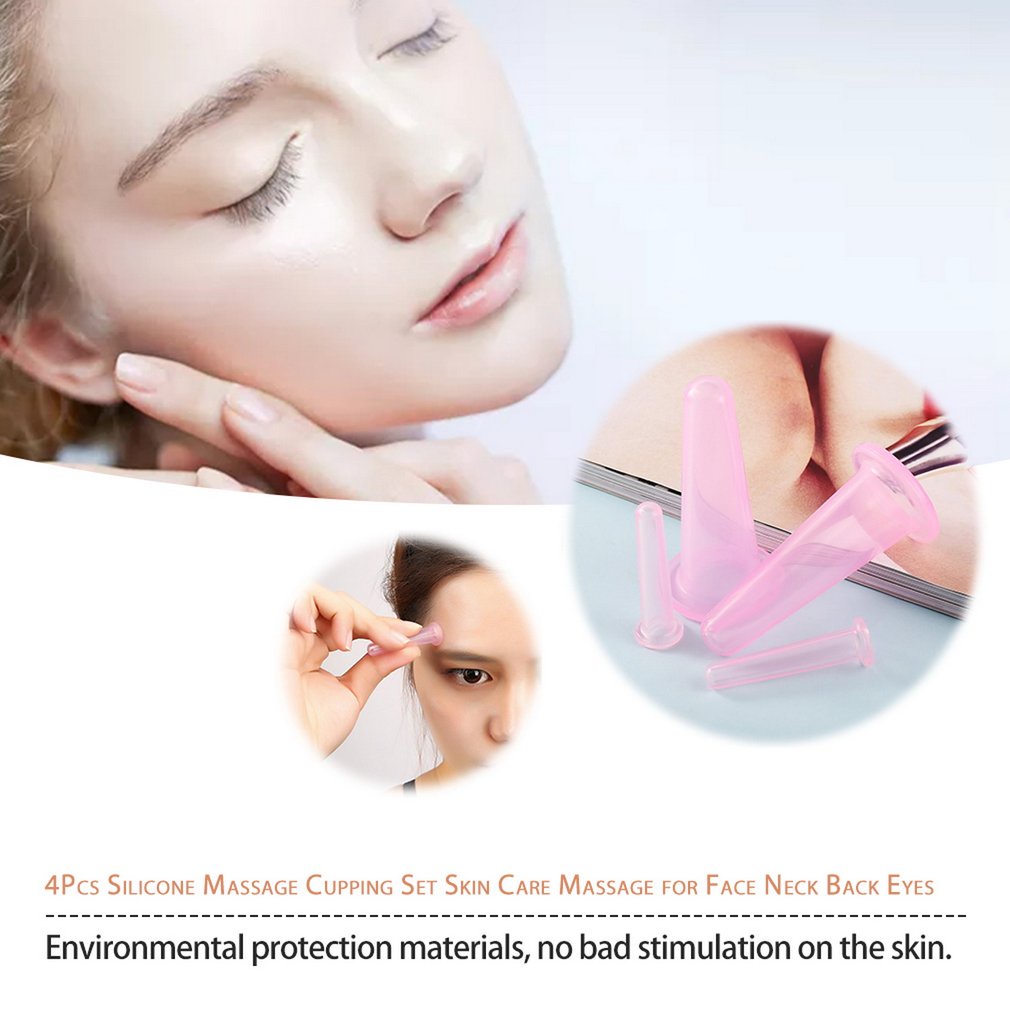 4Pcs Massage Cupping Set Silicone Mini Facial Cups Face Massager Cup