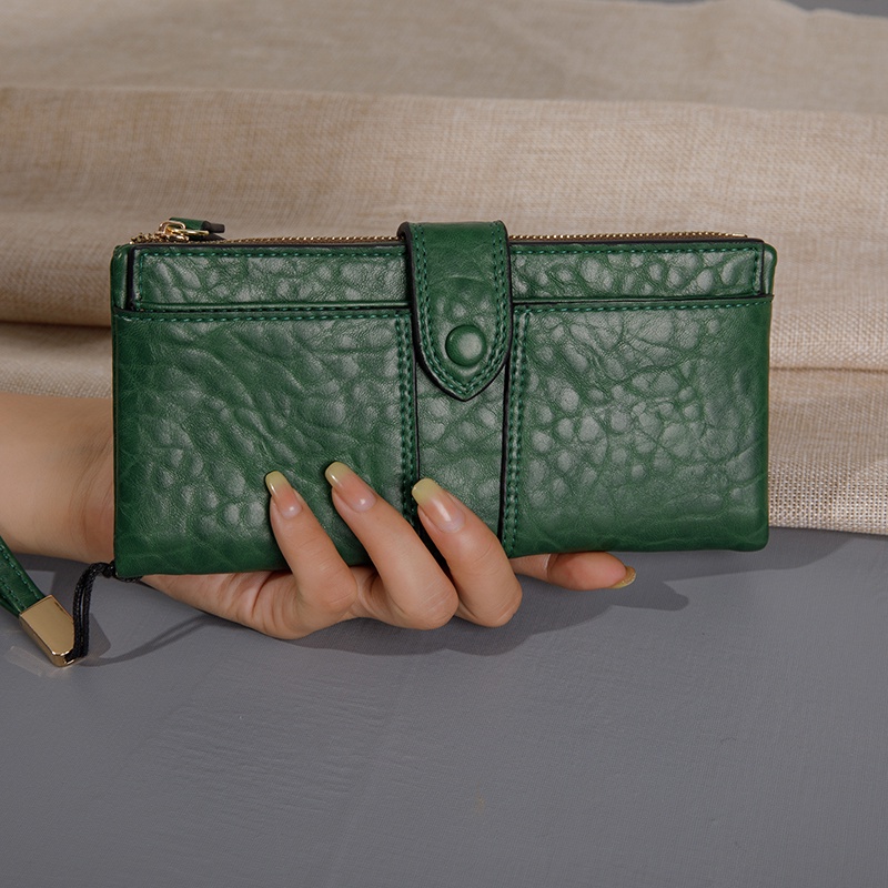 Mới Ví Dài Đựng Thẻ Có Dây Đeo Cổ Tay Khóa Kéo Phong Cách vintage Dành Cho Nữ