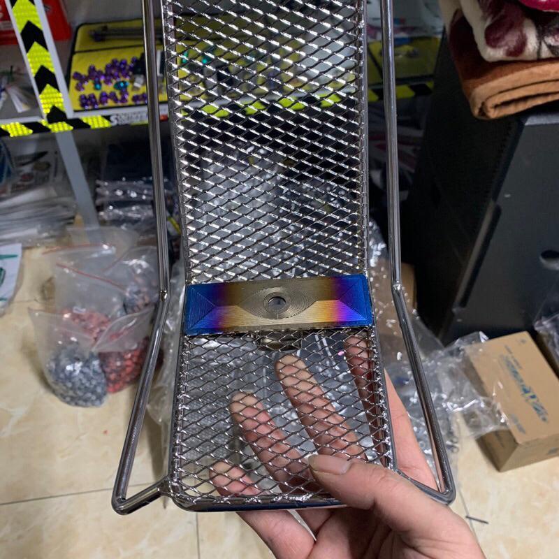 Baga lưới Xiken Inox Sáng Bóng gắn xe máy Wave 50cc-100cc-110cc, Dream