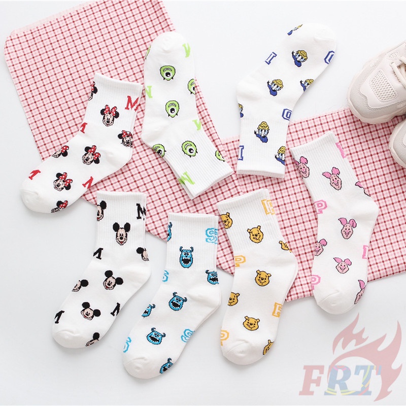 ❣️1 Cặp Vớ cotton Dài Đến Đầu Gối In Hình mickey / minnie / don / piglet / winnie / james / mike Hoạt Hình disney❣️Vớ Bông Hoạt Hình Vớ unisex