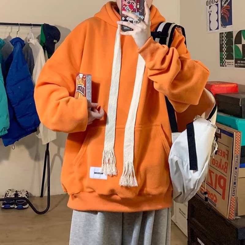 Áo Hoodie Dệt Dáng Rộng Dày Dặn Phối Dây Rút Phong Cách hong kong Thời Trang Thu Đông Chất Lượng Cao plus size M-8XL