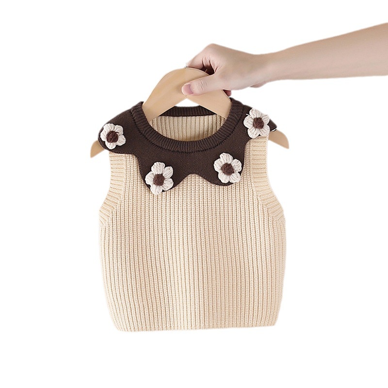 Áo Khoác Len Không Tay In Họa Tiết Dâu Tây Dễ Thương Thời Trang Xuân Thu Cho Bé Gái size 73-110