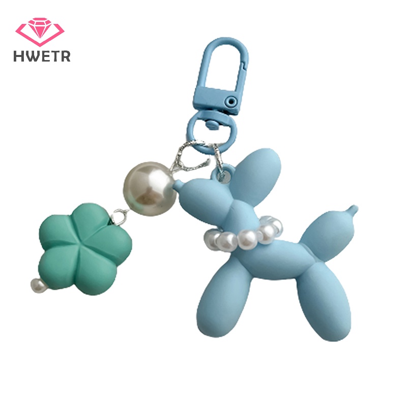 Móc Khóa Hình Chú Chó Bằng Cao Su Mềm Phối Ngọc Trai Dễ Thương Mới