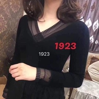 Áo giữ nhiệt ren cổ v tay ren chất siêu đẹp mã 1923