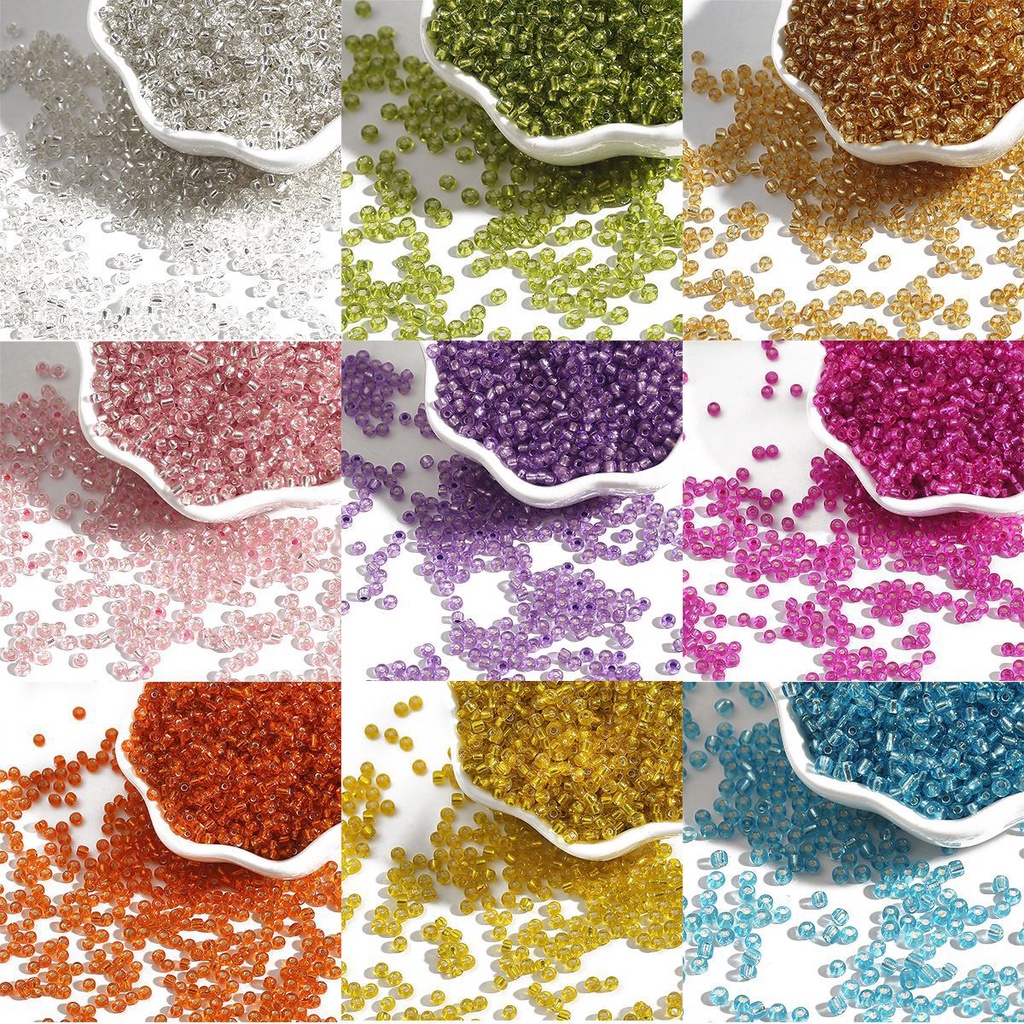 Set 500 / 250 Hạt Thủy Tinh Nhiều Màu 2mm / 3mm Làm Trang Sức Thủ Công diy
