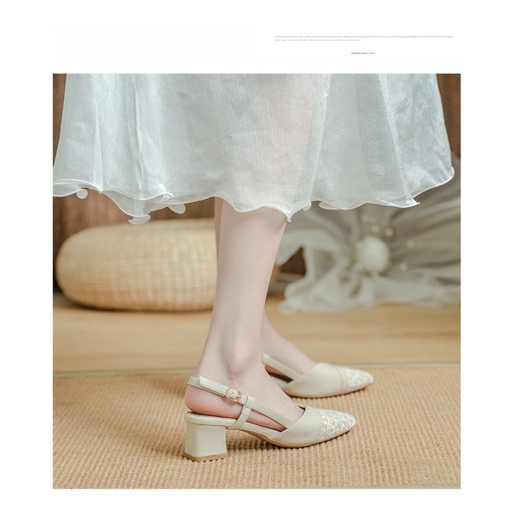 Giày Sandal Cao Gót Mũi Nhọn Phong Cách Pháp