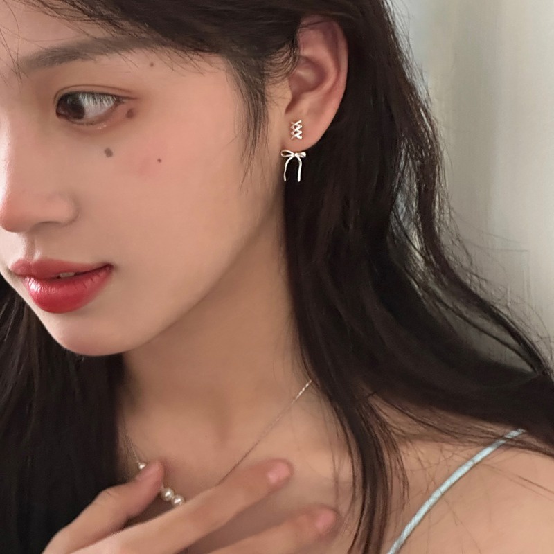Mới Bông Tai Mạ Bạc 925 Hình Nơ Ruy Băng Xinh Xắn Thời Trang Cho Nữ