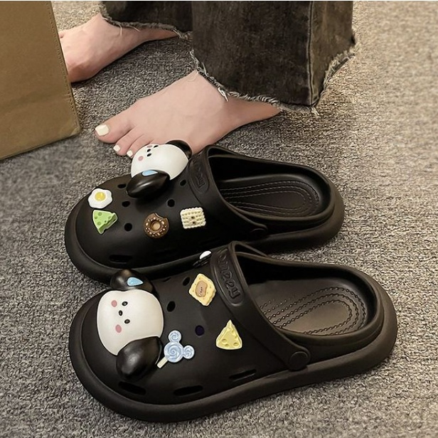 Dép Sục Crocs Nữ Đế Thấp Chống Trơn Trượt Tặng Kèm Sticker Chó Cute, Dép Đi Trong Nhà Và Đi Chơi  2024