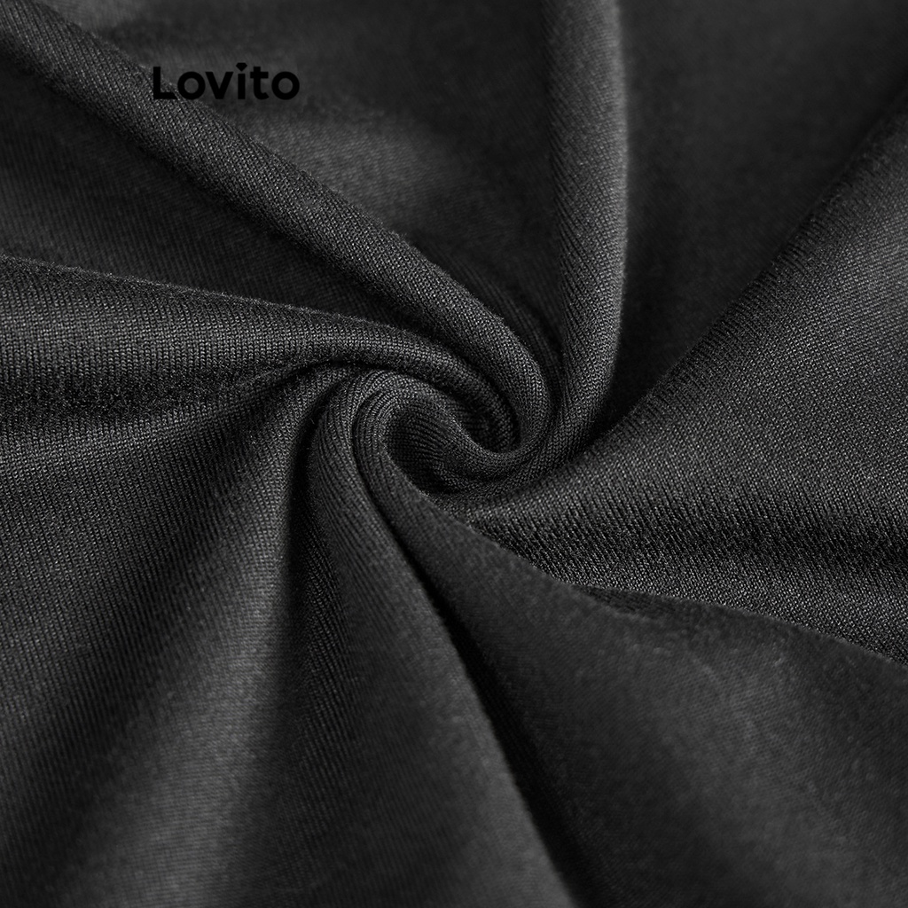 Lovito Váy xếp ly bằng vải trơn đơn giản thanh lịch dành cho nữ L65ED152