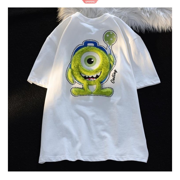 Áo Thun Tay Ngắn Cổ Tròn Dáng Rộng Thêu Hoạt Hình mike Thời Trang Cho Nữ