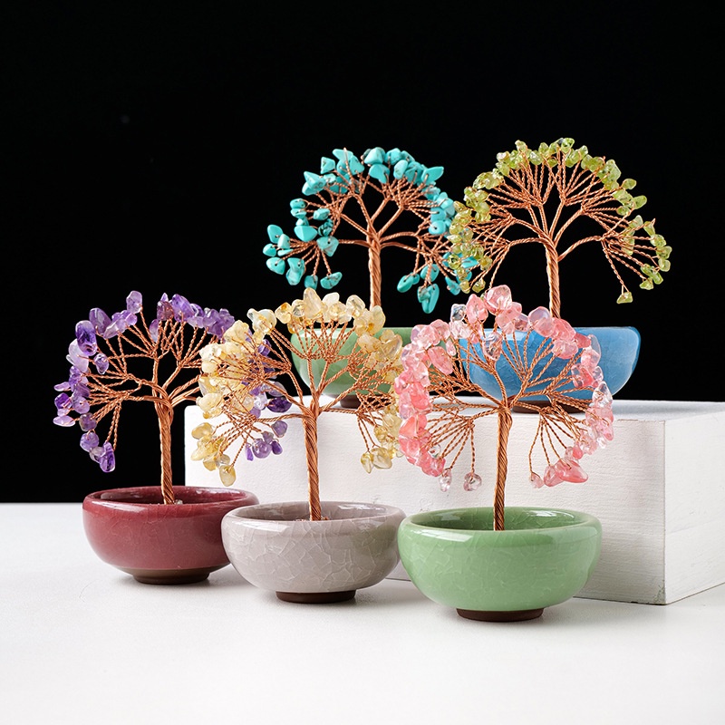 Cây Pha Lê Tự Nhiên Đế Cốc Trà Dùng Trang Trí Nhà Cửa