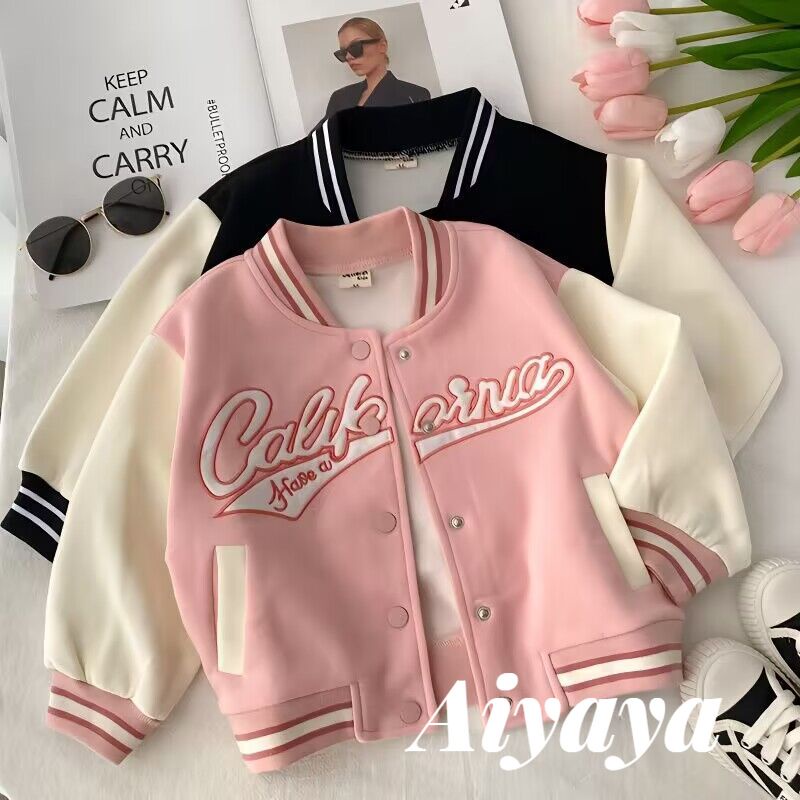 Aiyaya Áo Khoác Bóng Chày Thời Trang Xuân Thu 1019 Cho Bé Gái