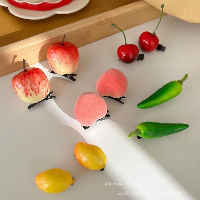 Kẹp Tóc Hình Trái Cây Ba Chiều Dễ Thương Cho Bé Gái