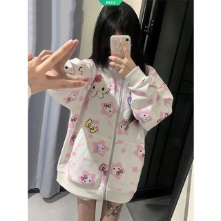  Dễ Thương Áo Khoác cardigan Có Nón In Hình sanrio hello kitty Phong Cách Nhật Bản Thời Trang Thu Đông Cho Nữ 