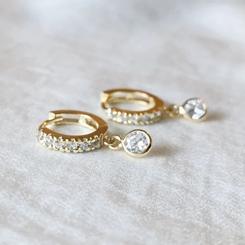 Bông Tai Mạ Bạc 925 Đính Đá zircon Đơn Giản Thời Trang Cho Nữ