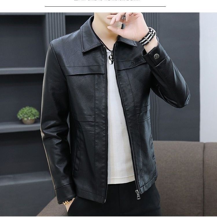 Áo Khoác Da pu Lót Lông Cừu Phong Cách Hàn Quốc Thời Trang Thu Đông Cho Nam