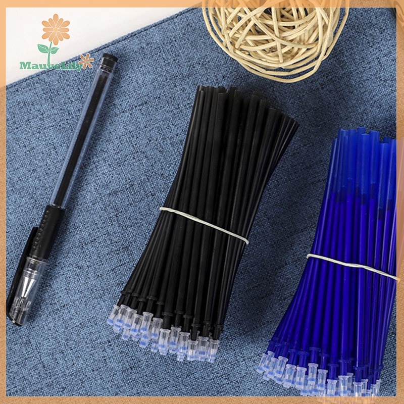 Lily set 100 Ruột Bút Mực gel Ngòi 0.5mm Có Thể Xóa Được Màu Xanh Dương Đen