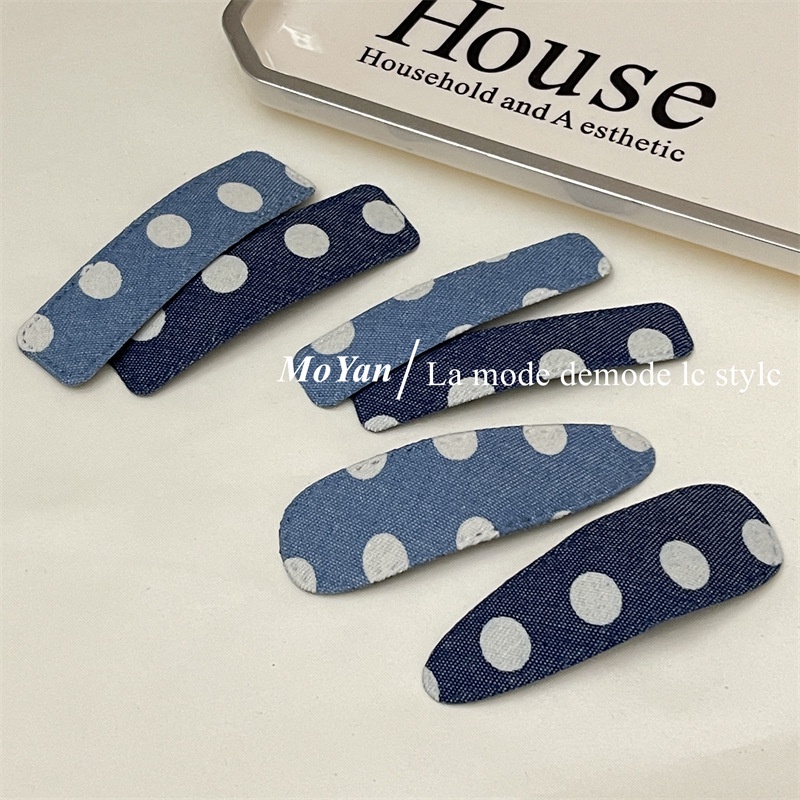 Kẹp Tóc Vải denim Họa Tiết Hình Học Phong Cách retro Thời Trang Cho Nữ