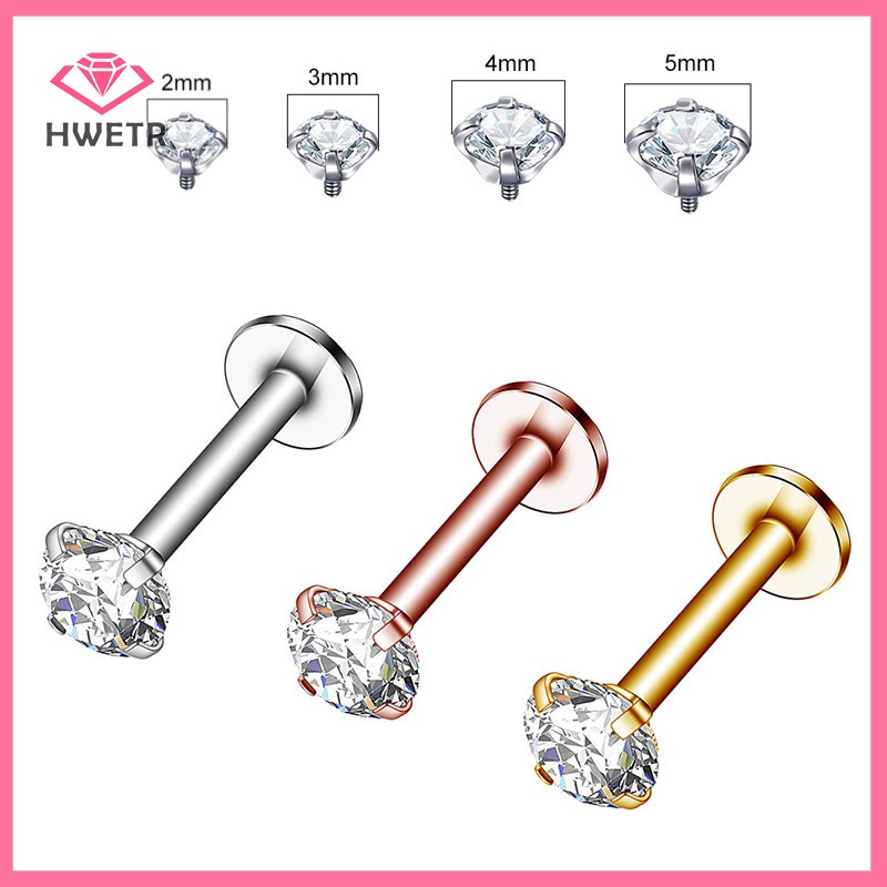 Hwwtr Khuyên Tai Xỏ Lỗ Bên Trong Đính Đá zircon Môi / Môi / Cơ Thể Mới